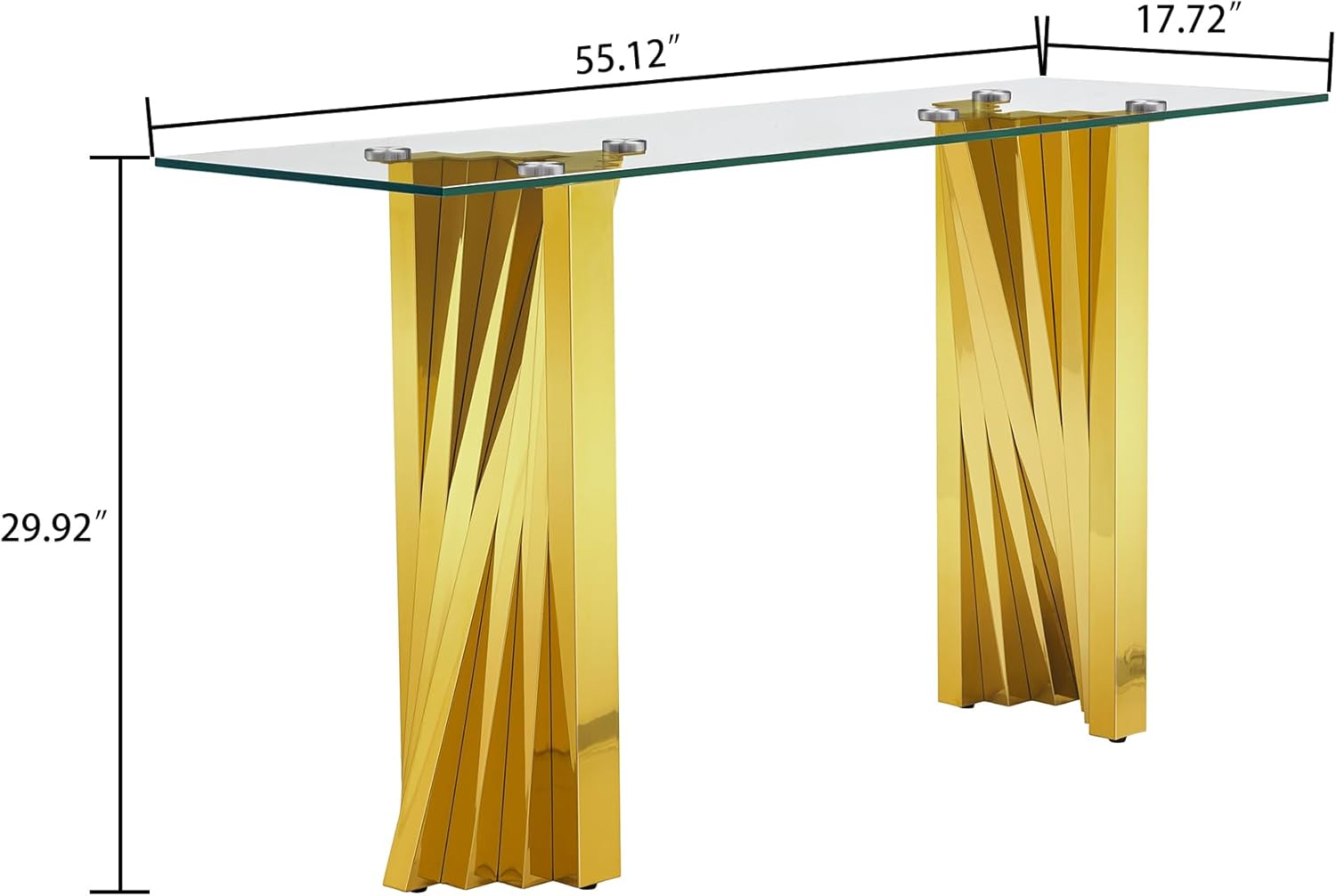 Modern Glass Coffee Table Set with Tempered Glass Top and Gold Mirror Finish Stainless Steel Base for Living Room