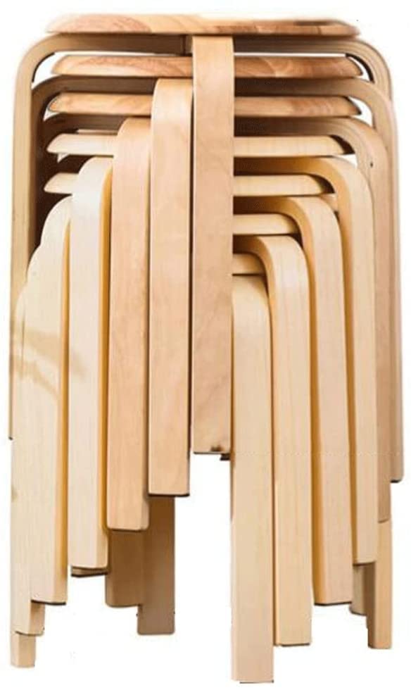 Chairs Stable Set of 6 Dining Chairs Solid Wood Dining Stools，Low Stools for Living Room Dining Side Chairs，Stacked Storage Saves Space Mobile
