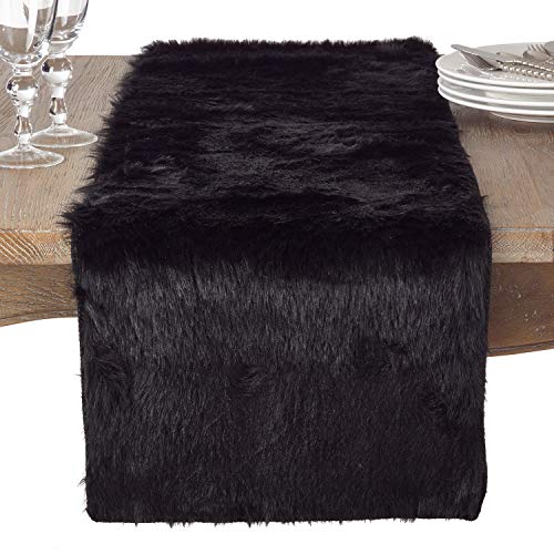 Fennco Styles Juneau Gray Faux Fur Table Runner 15