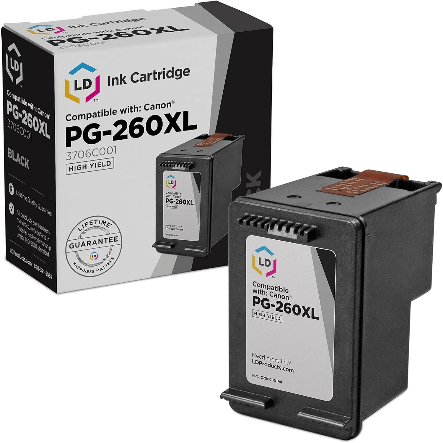 LD Products Remanufactured Replacement for Canon 260 3706C001 Ink Cartridges 260XL 260 XL PG-260 XL Compatible with Pixma TR7020 TS5320 TS6420 TS6400 TS5300 (Black)