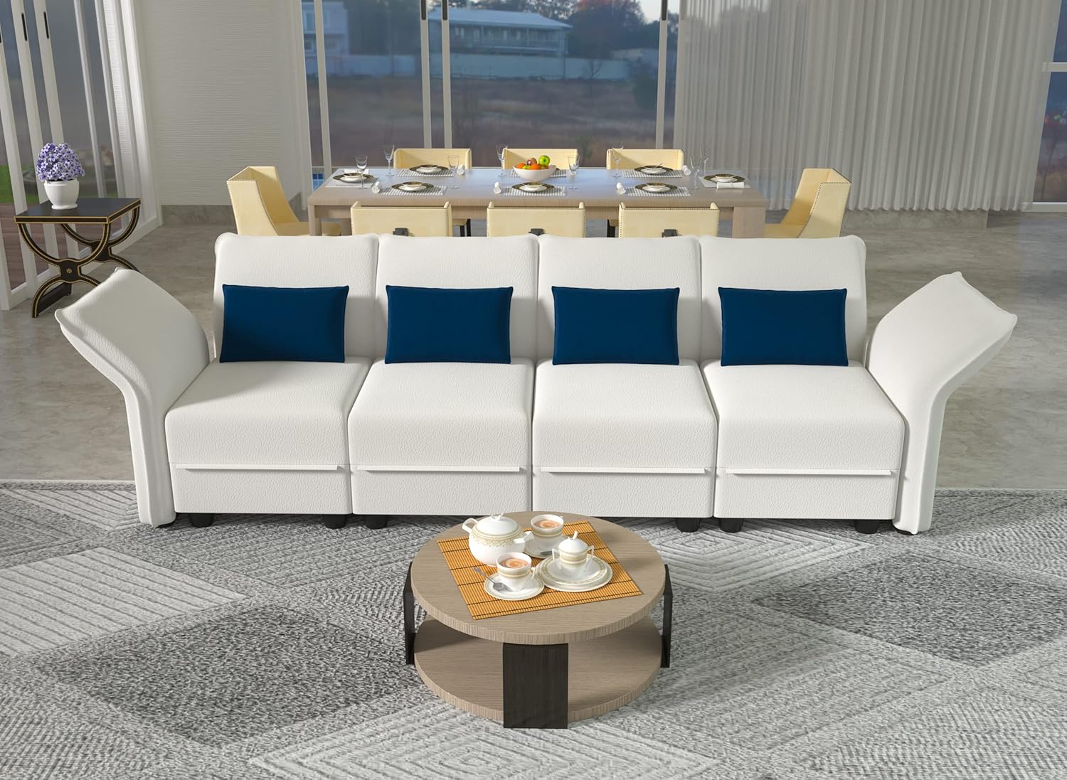 LLappuil Modular Sectional Velvet Couch with Adjustable Arms, I Shaped 114.2