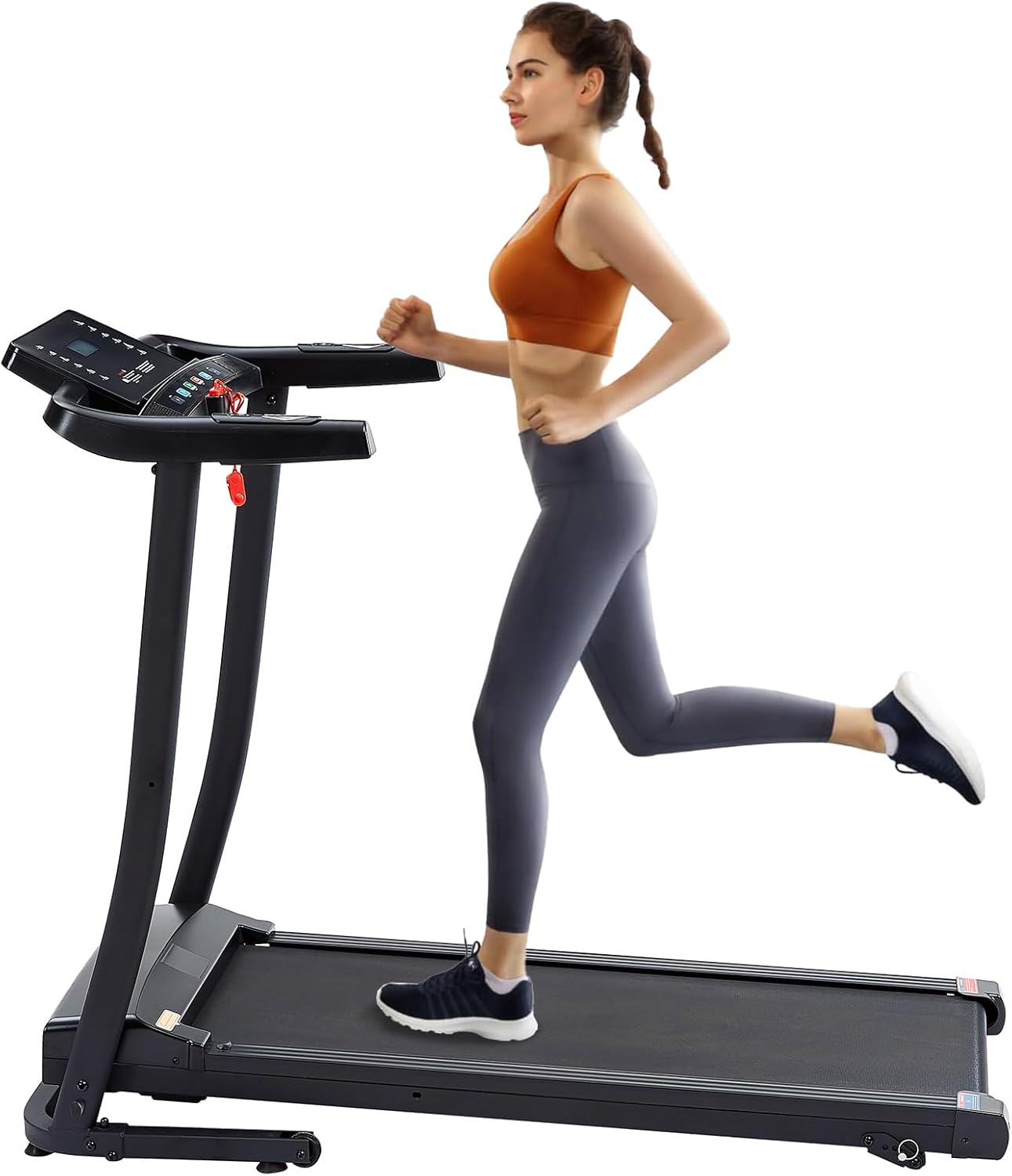Treadmill - 2.5 HP folding treadmill, easy to move, with 3-speed incline adjustment and 12 preset programs, 3 countdown modes, heart rate, Bluetooth, etc., suitable for home and gym use
