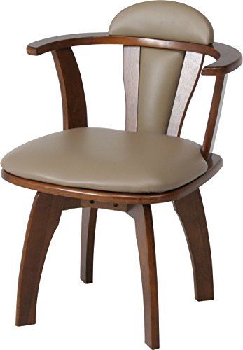 Fuji Boeki 81236 Dining Chair, Width 20.7 x Depth 19.7 x Height 27.6 inches (52.5 x 50 x 70 cm), Brown, Synthetic Leather, Natural Wood, 360