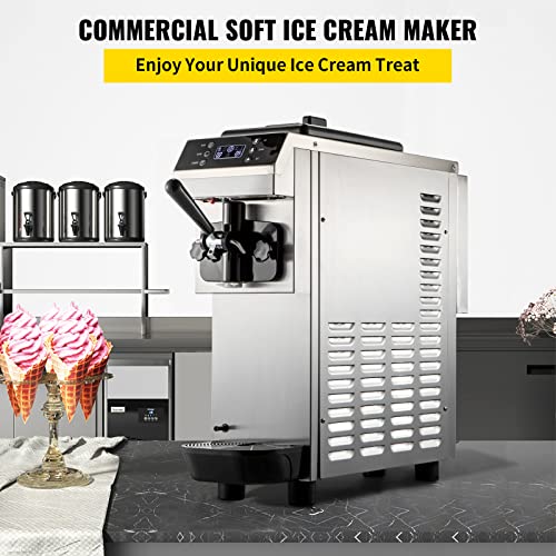 VEVOR Soft Serve Ice Cream Machine for home,3.4 Gal/H Commercial Machine,Single Flavor Ice Cream Maker,1200W Countertop Yogurt Maker Machine for Party,Restaurant Snack Bar