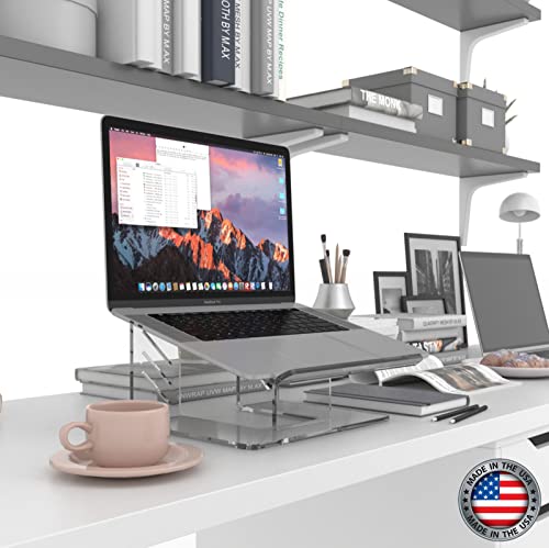 Vray Designs LLC- 6MM Acrylic Laptop Stand for Desk, Ergonomic Laptop Riser, Computer Stand for Laptops Compatible with 10-17