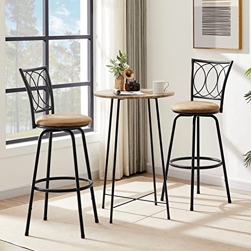 VECELO Barstools, Adjustable Counter Stools,Steel Bistro Pub Chairs,Bar Stools with 360 Degree Swivel Cushion Seat, Straight Line Backrest,Set of 4