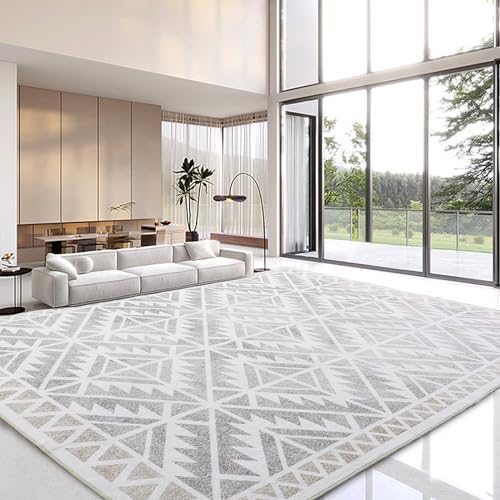 HOMBYS 9 x 12 ft Moroccan Style Area Rug for Living Room Bedroom, Large Geometric Boho Non-Slip Floor Carpet for Indoor Office Dining Room, Modern Contemporary Home Deco, Machine Washable