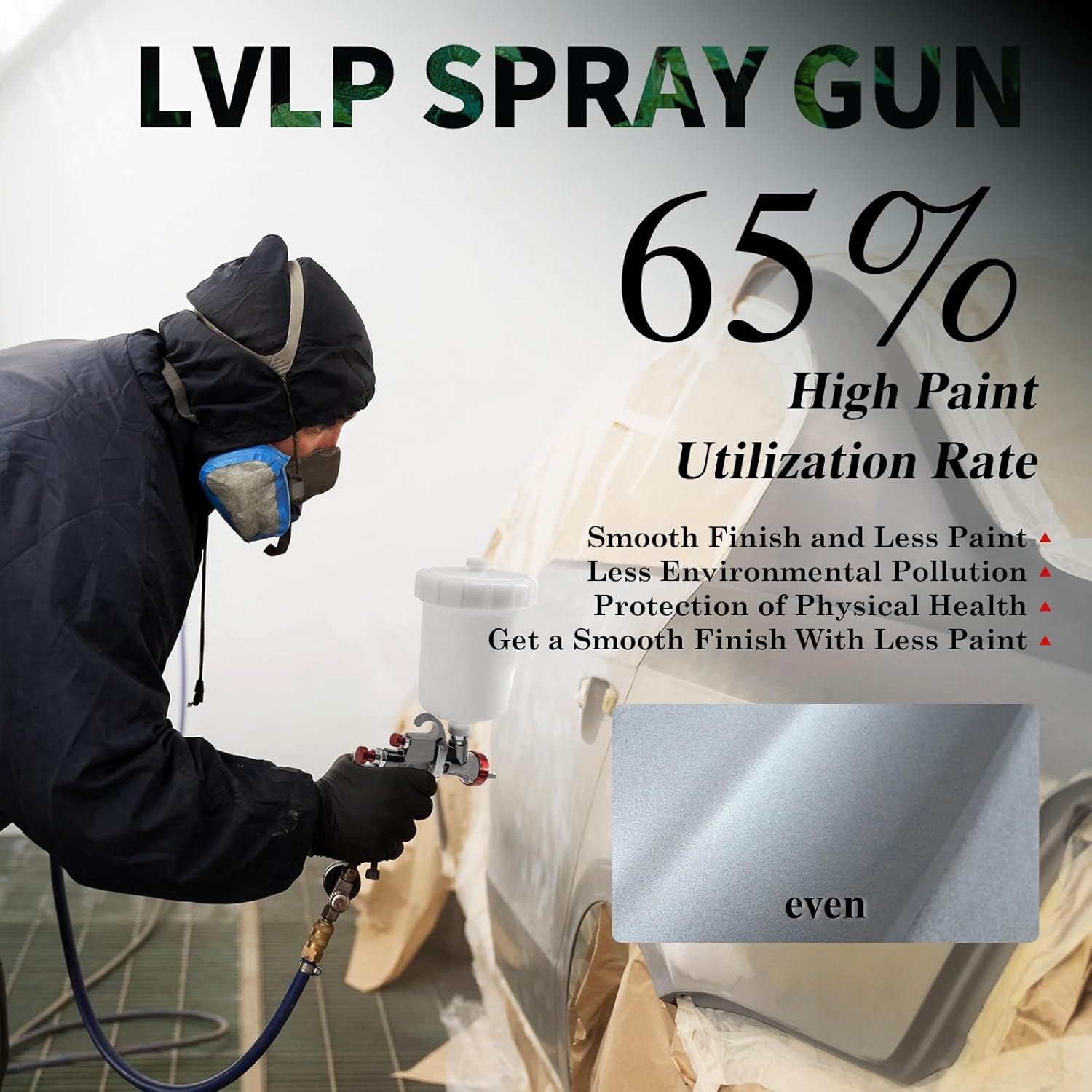 LVLP Spray Gun R500, Air Paint Gun Automotive with 1.3/1.5/1.7/2.0mm Nozzle & Air Regulator, 600cc Gravity Feed Air Spray Gun Premium Kit Auto Paint Spray Gun for Car Primers, Top Coat, Furniture