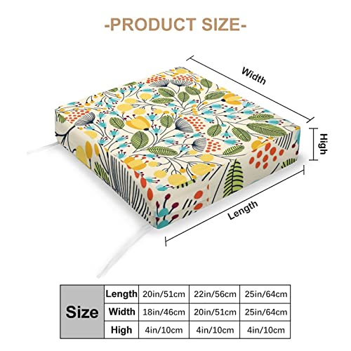 Vintage Hand Drawn Floral Flowers with Leaves Red Pink Outdoor Waterproof Sofa Cover, Non-Slip Oxford Cloth Chair Seat Couch Cushion Protector Furniture Slipcover 22x20x4 inches