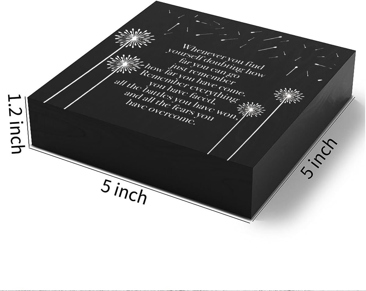 Inspirational Home Office Decor Wood Sign Rustic Black Wooden Box Sign for Living Room Bedroom Kitchen Cubicle Shelf Tabletop Sitter Counter Desk Decor Encouragement Gifts