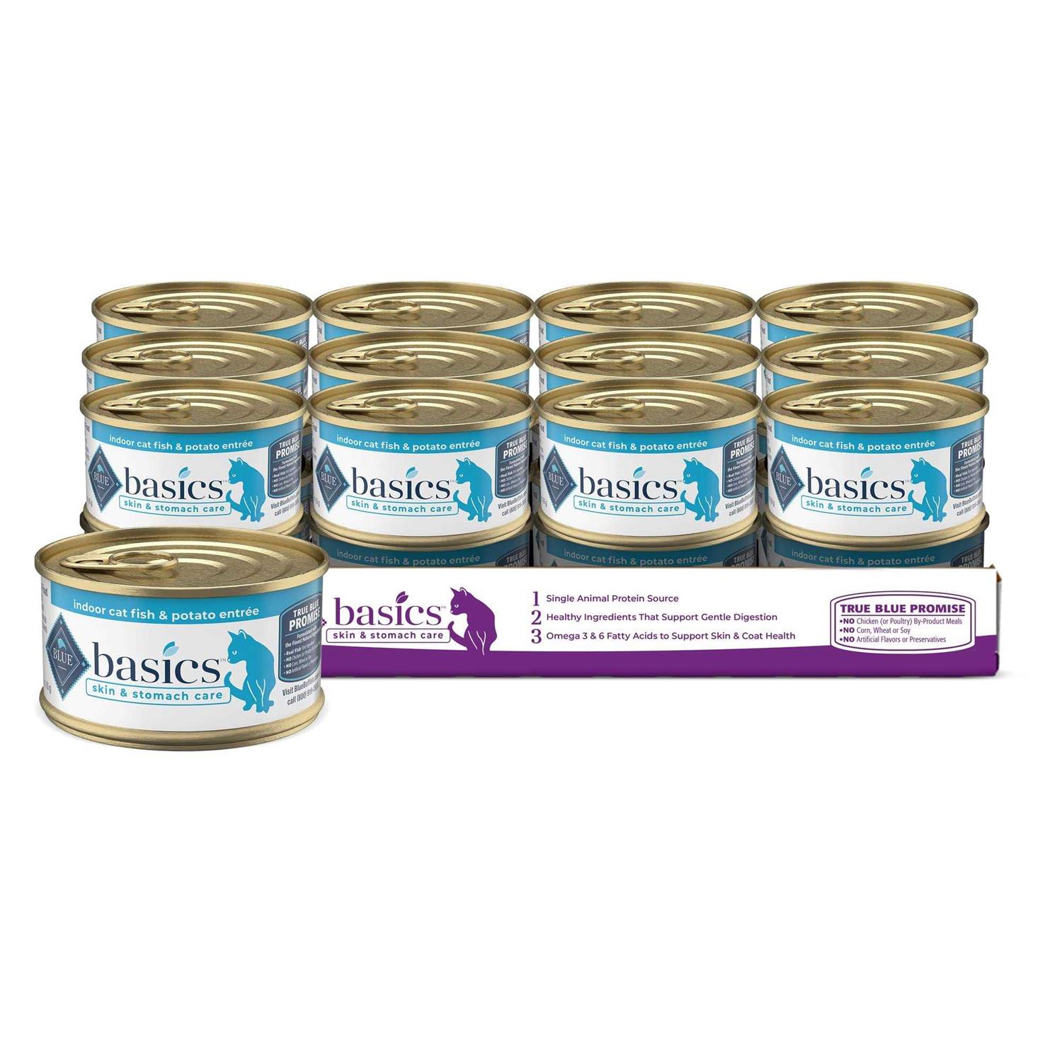 Blue Buffalo Basics Grain Free Indoor Fish and Potato Entree Canned Cat Food 3-oz - Pet Supplies online store