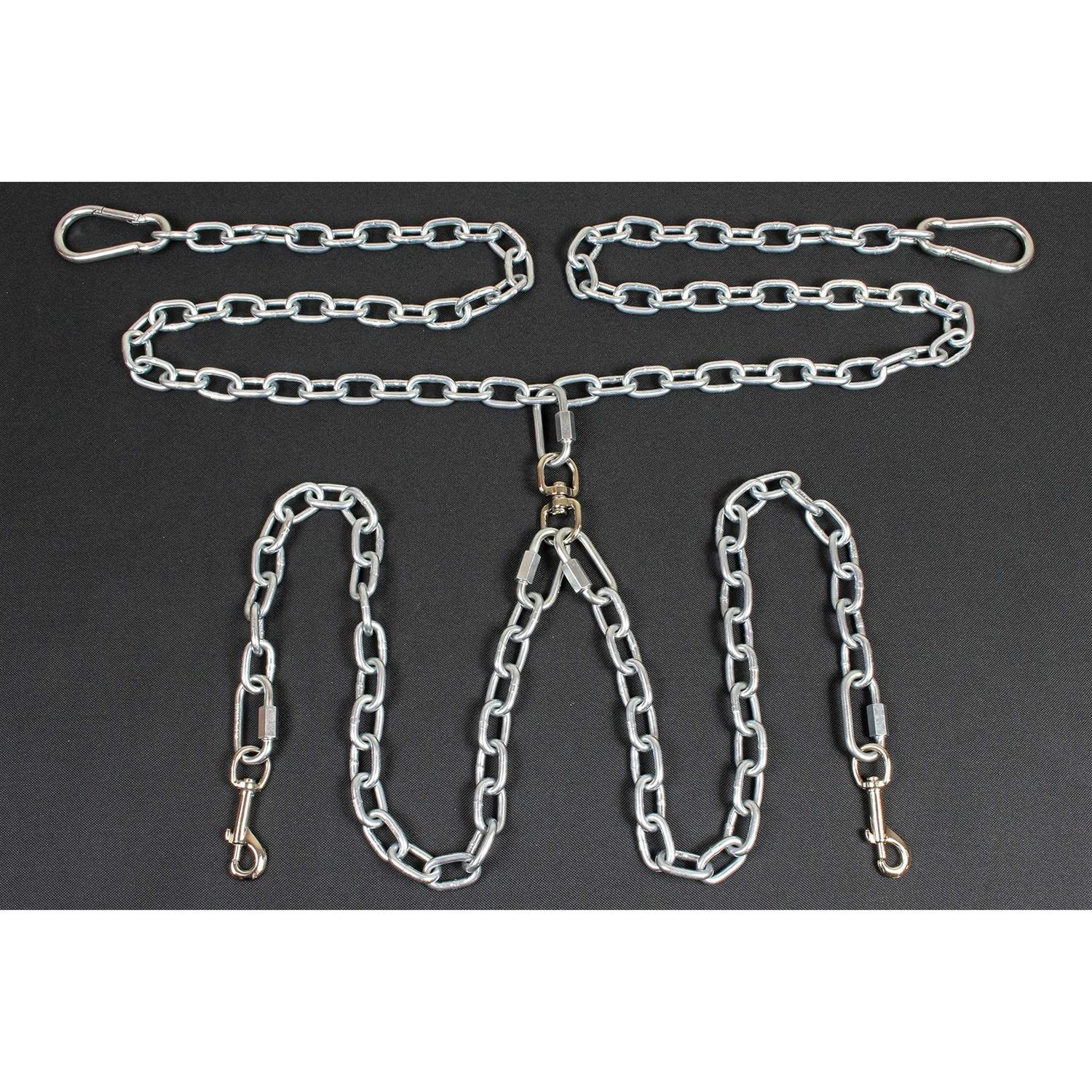 Bushwhacker Chew Proof Truck Bed Two Dog Tether Chain SUV Pet Leash Harness Vehicle Restraint Barrier Cable Dual Tie Down Out - Pet Supplies online store