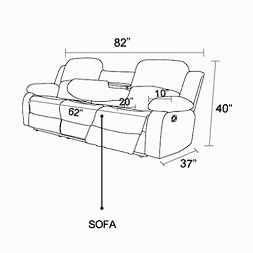 Manual Reclining Couch Bonded Leather Recliner Loveseat Couch 2 Seater Reclining Sofa Living Room Couch with Cup Holders/Storage Console/Lumbar Support for Home/Office/Rv Car (Brown, Loveseat)