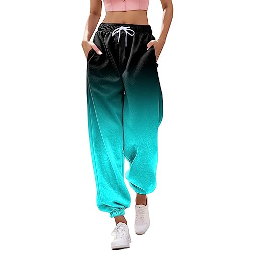 Sweatpants for Women Baggy High Waisted with Pockets Cozy High Waist Jogging Street Style Solid Gradient Plus Size