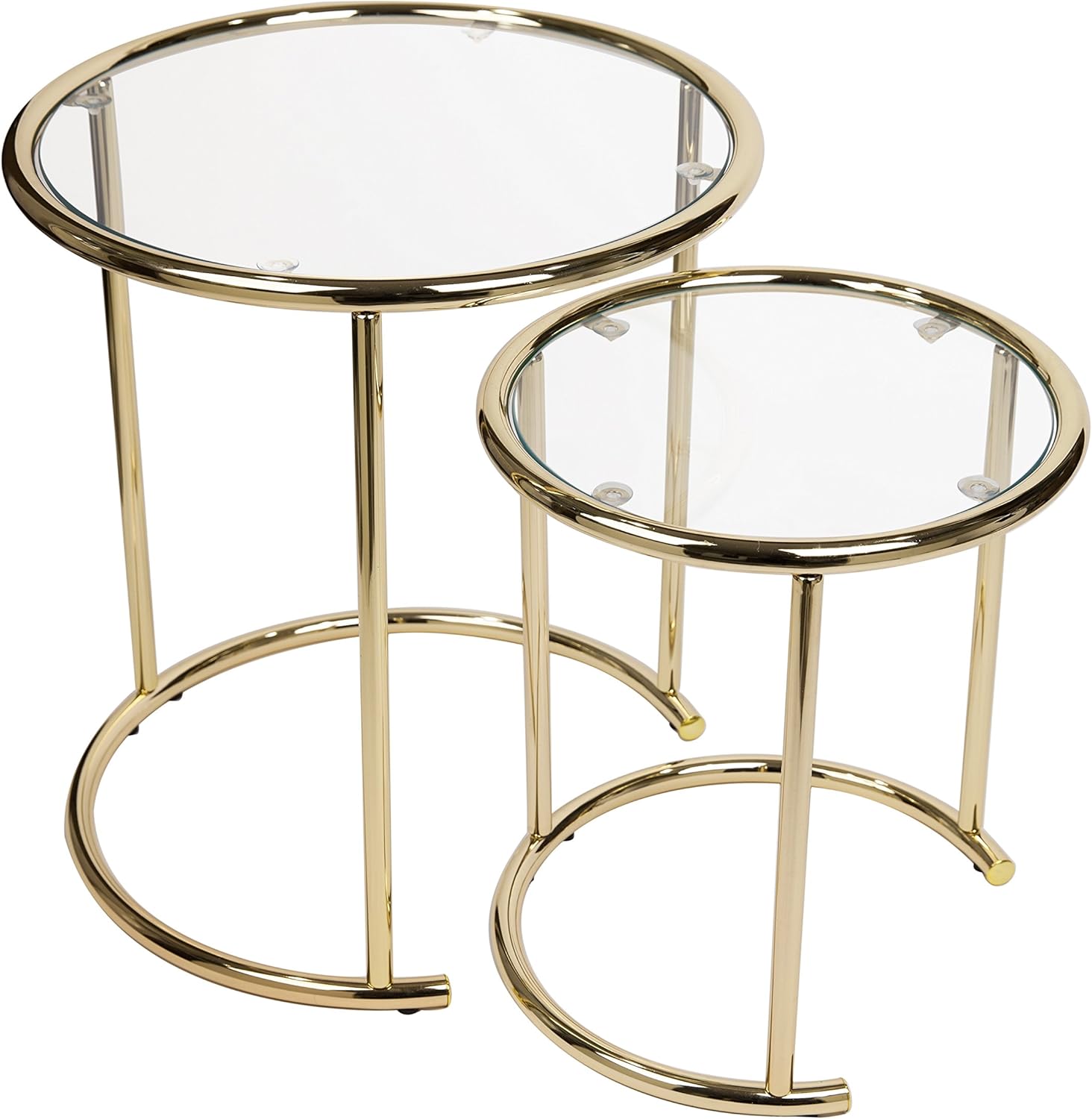 Danya B. HA15904CL - Nested Round End/Side Tables for Small Spaces - Gold with Clear Glass (Set of 2)