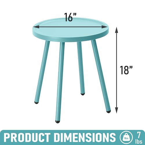 End Table Living Room Side Table, Round Accent Table Small Side Table Nightstand with 4 Legs, Modern Home Decor Coffee Table for Bedroom, Office, Small Space, Porch, Balcony, Indoor & Outdoor