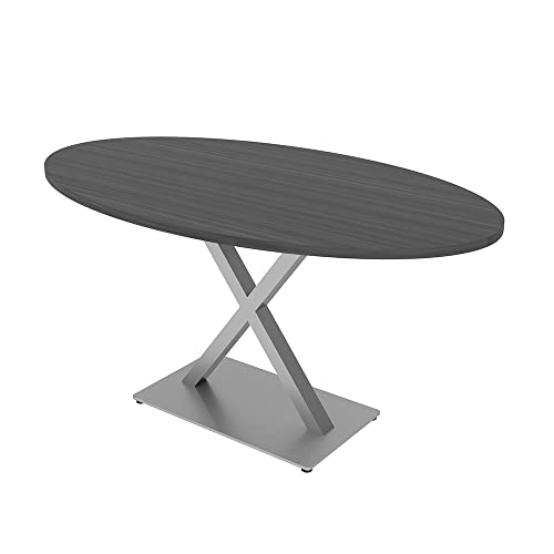 4 Person Conference Table X Shaped Base | Slim Oval Meeting Table | Harmony Series | 34X60 | White
