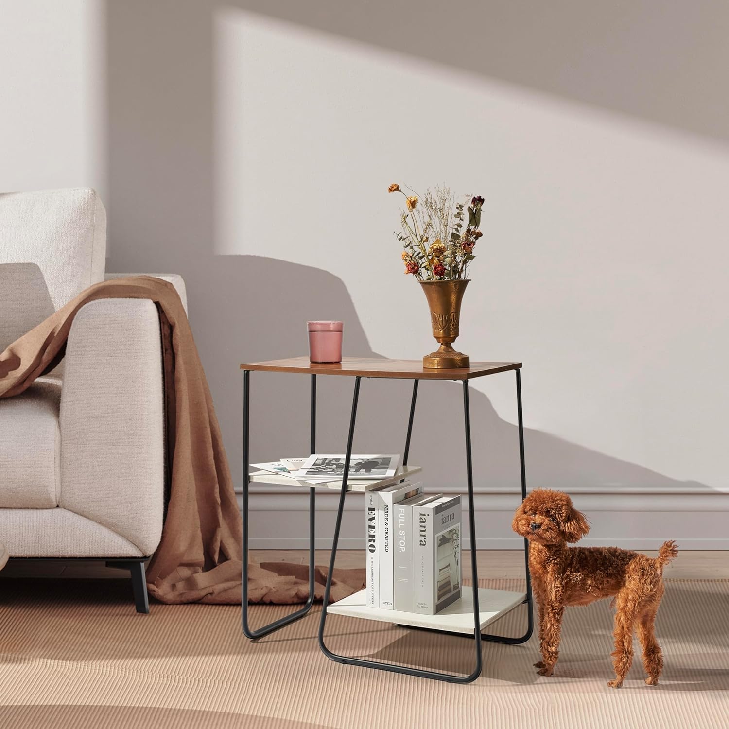 Accent Tables Living Room Side Table Bedroom End Table Wood Side Table for Office Accent Side Table Rectangle End Table Small Accent Table for Bedroom Night Stand Side Table Modern End Tables 3 Tier