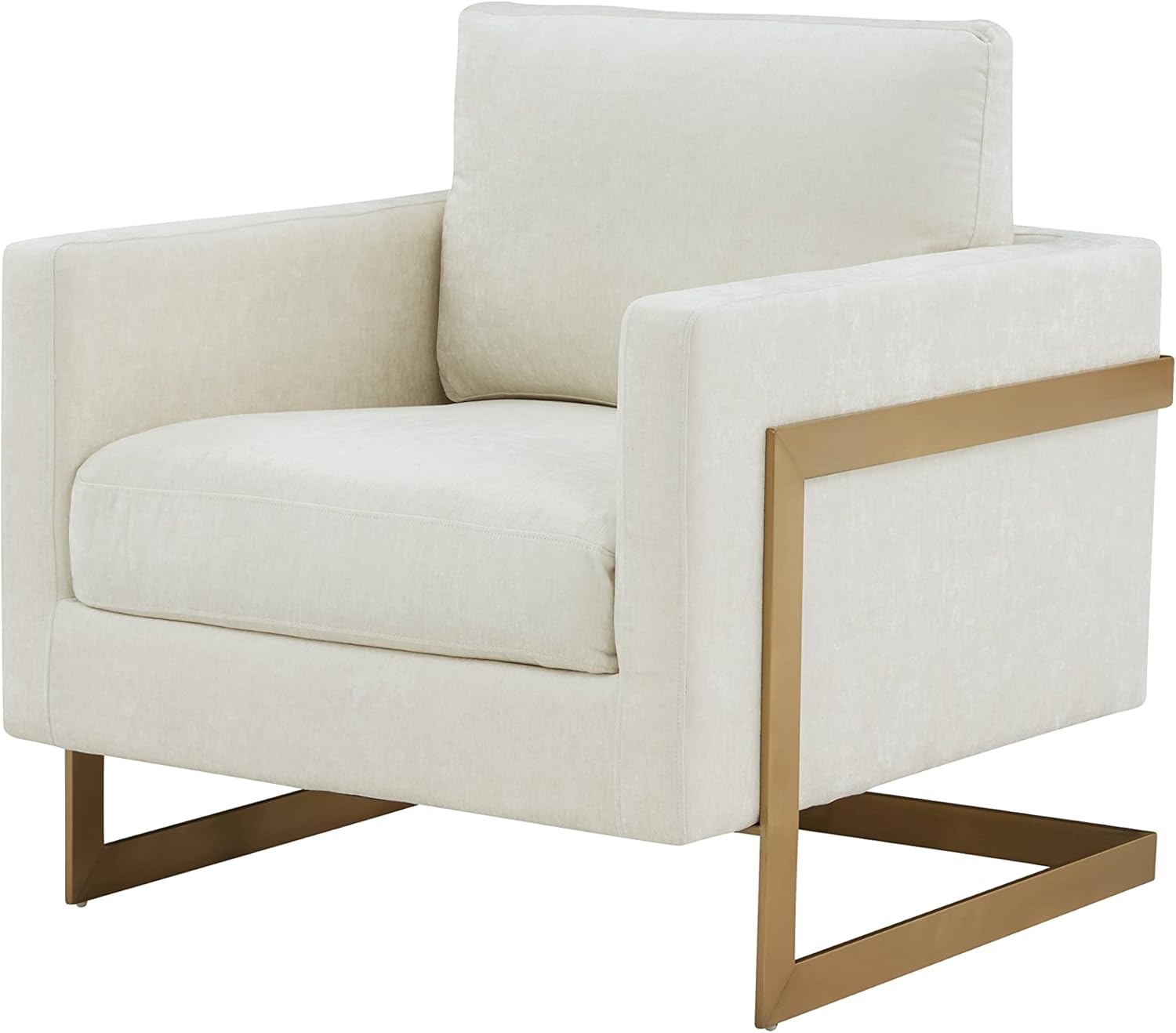 Modrest Prince Contemporary Cream & Gold Fabric Accent Chair