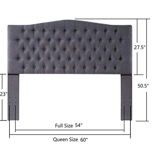 24KF Linen Upholstered Tufted Button King Headboard and comfortable Fashional Padded King/California King Size headboard - Granite