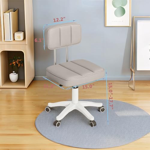 Small Office Desk Chair Armless Rolling Drafting Swivel Chair with Wheel Makeup Task Vanity Chair with Low Back Height Adjustable for Teenagers,Students, Study Room, Bedroom