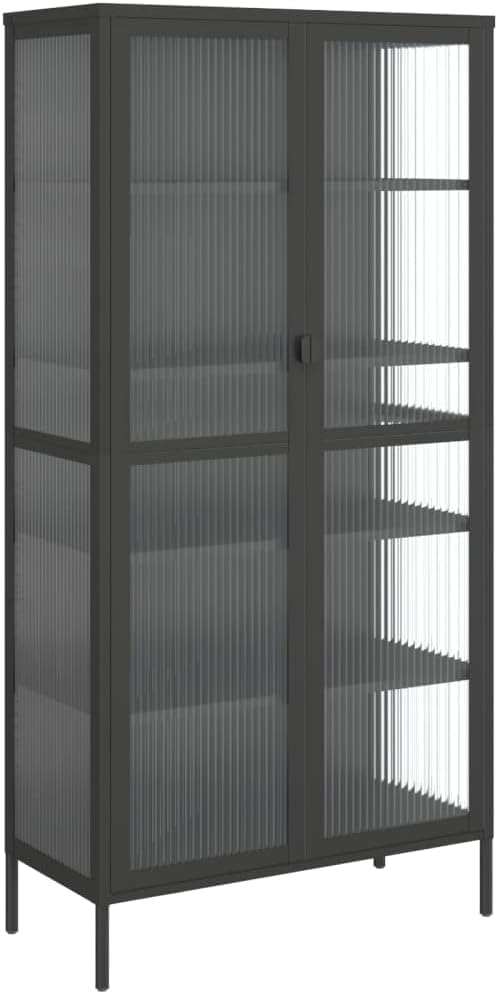 XAVIER Credenza Storage Cabinet、Kitchen Sideboard Cabinet、Sideboard、Entryway Cabinet Highboard Black 33.5