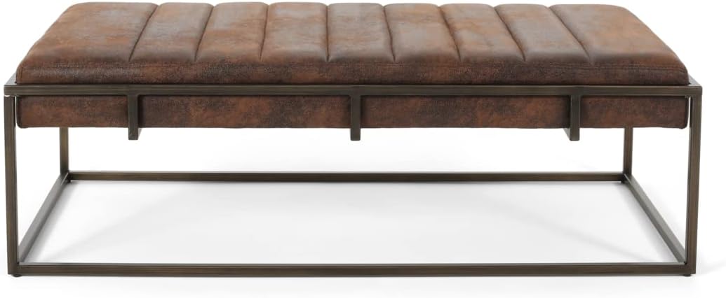 GDFStudio Modern Fabric Ottoman Bench, Brown