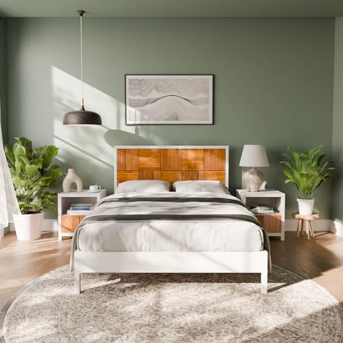 Bme Vivian Headboard ONLY, Rustic & Scandinavian Style with Solid Acacia Wood, Easy Assembly, Queen, Rustic Golden Brown