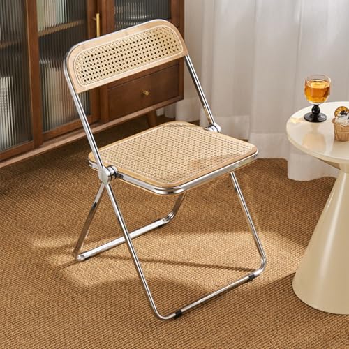 Outdoor Folding Rattan Chair/home Chair, Conference Folding Chair, Office Chair/rattan Stool Chair(Wood color)