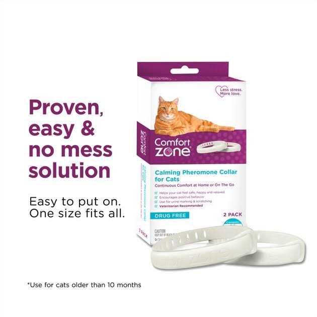 Comfort Zone 2 Pack Cat Calming Pheromone Collar for Cats De-Stress Your Cat - Pet Supplies online store
