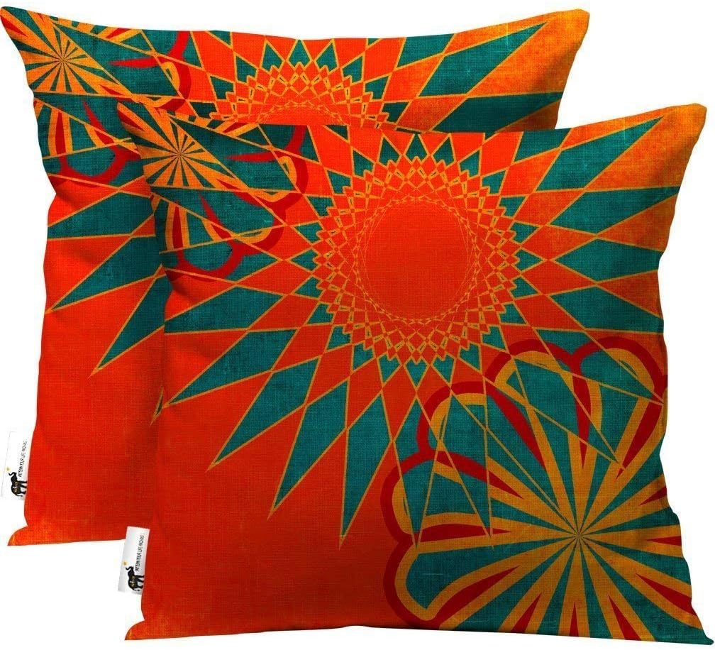 Boho Pillow Covers - Set of 2-18 Inch Indoor/Outdoor Moroccan Bohemian Throw Pillow (18X18 Cover only)