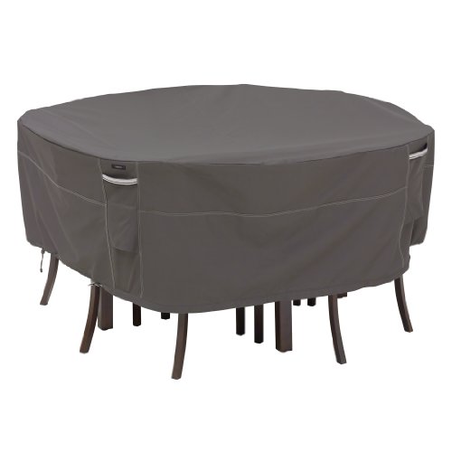 Classic Accessories Ravenna Water-Resistant 70 Inch Round Patio Table & Chair Set Cover, Outdoor Table Cover