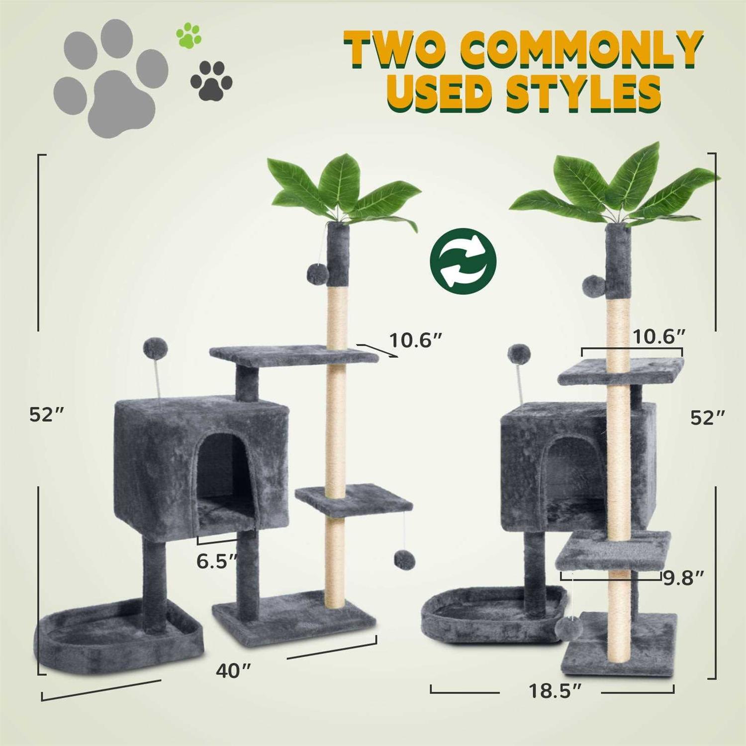 Mudie Cat Tree,52in Cat Tower for Indoor Cats Cat Tree with Scratching Posts Plush Perch Stand - Pet Supplies online store