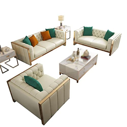 Hotel Studio Sofa Bed Home Furniture Leather Loveseat with Stainless Steel Foot Combination Chaise Longue