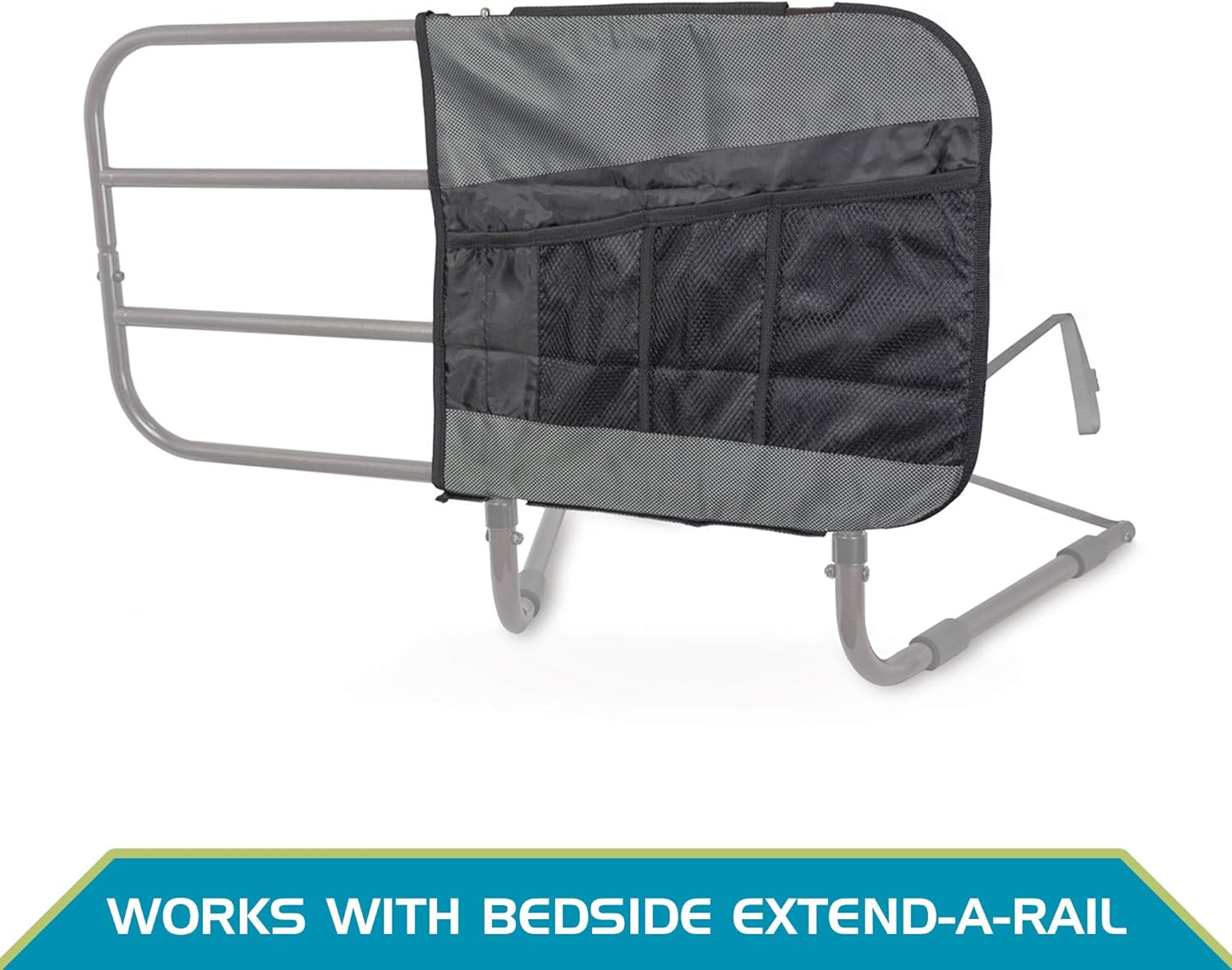 Able Life 4-Pocket Bed Rail Organizer Pouch, Hanging Bedside Caddy with Mesh Pockets for Easy Access Storage, Bed Rail Accessory Bag, Compatible with the Able Life Bedside Extend-A-Rail