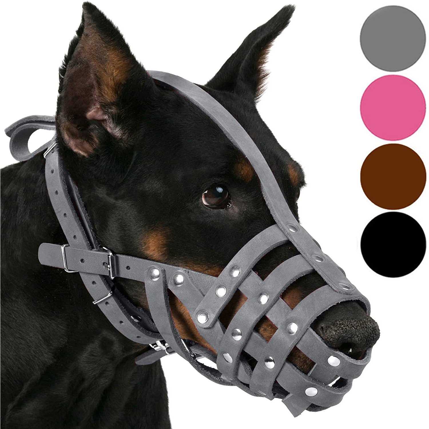 CollarDirect Dog Muzzle German Shepherd Dalmatian Doberman Setter Leather Basket Medium Large Breeds - Pet Supplies online store