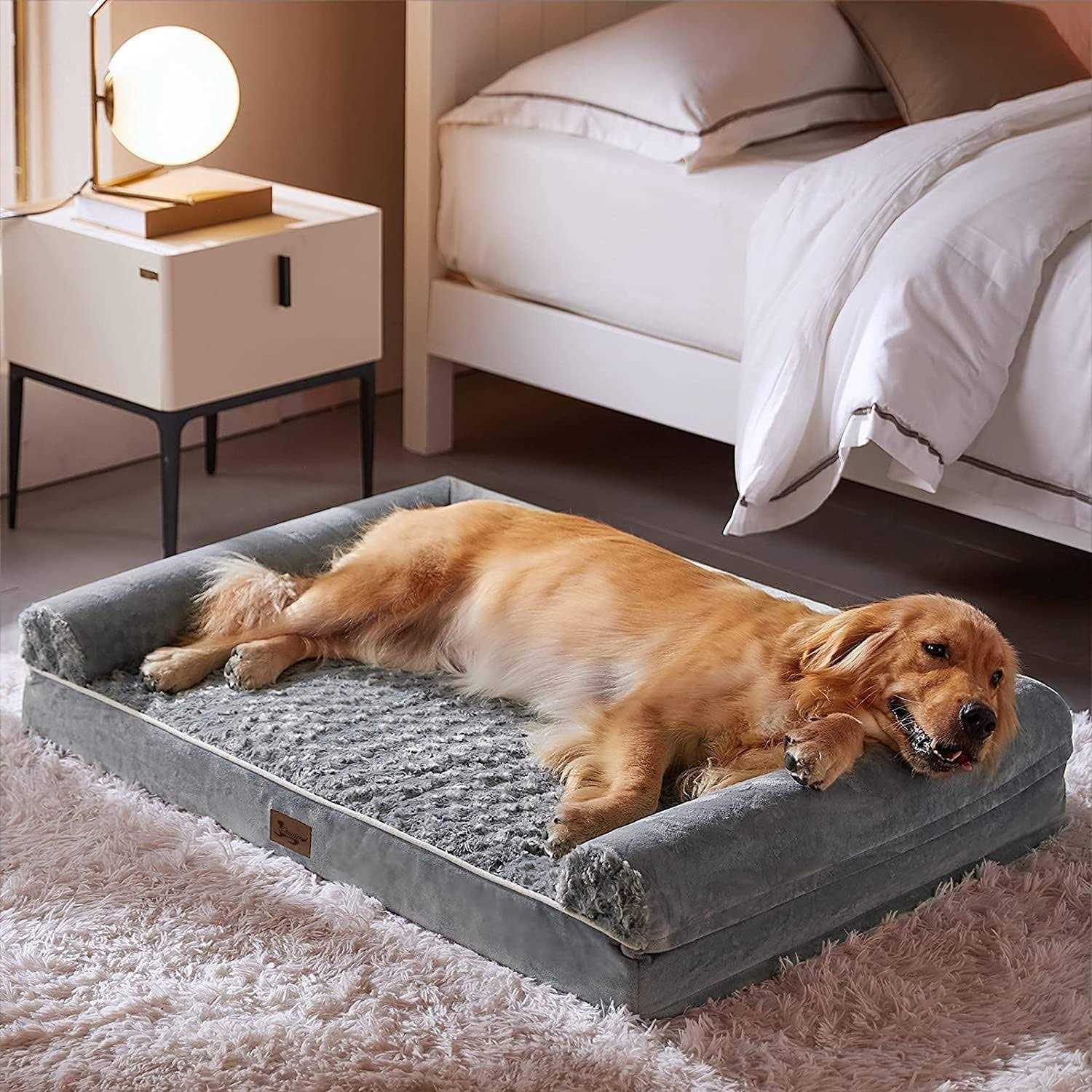 LNSSFFER Orthopedic Dog Beds for Large Dogs,Sofa Dog Bed Large Dogs. Egg Foam Large Dog Bed with Removable Washable Pillow Cover - Pet Supplies online store