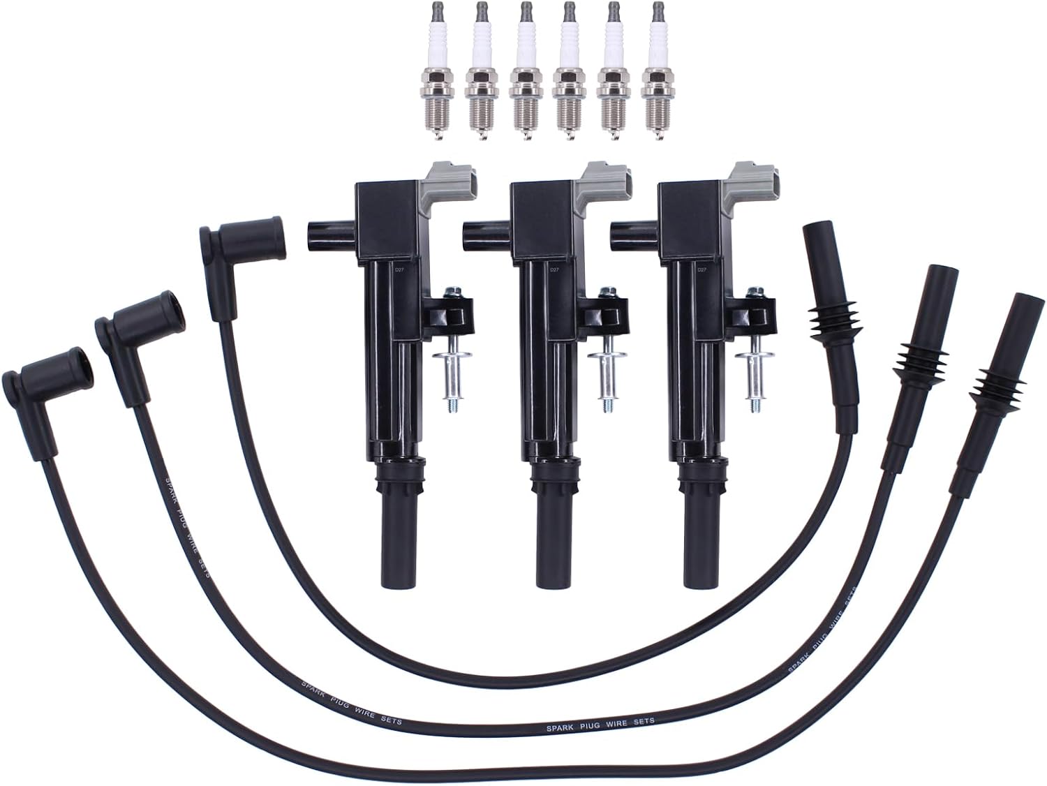 MOTOKU Ignition Coil and Spark Plug Wire Set for Dodge Dakota Nitro Ram 1500 Jeep Grand Cherokee Commander Liberty 3.7