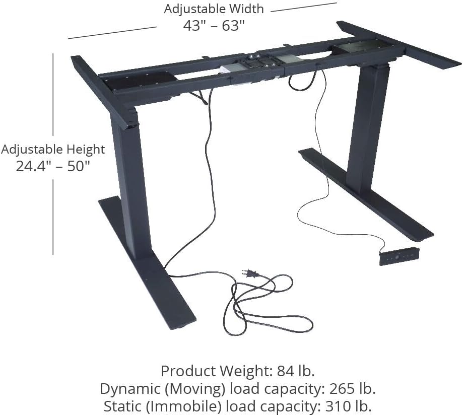 Titan Dual Motor Electric Adjustable Base Height Sit-Stand Standing Desk Frame 50