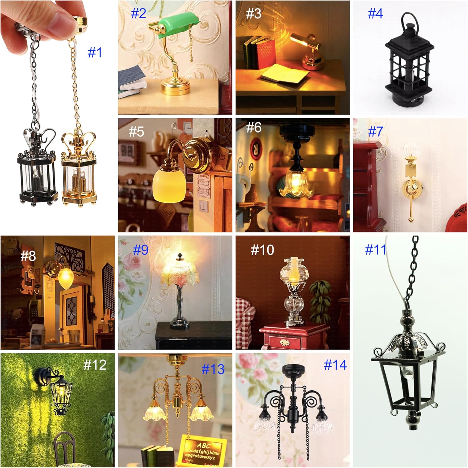 AirAds Dollhouse 1:12 Scale Dollhouse Miniature Table lamp Battery Light