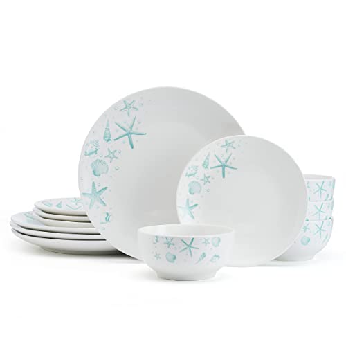 Studio Nova Tara 12 Piece Square Dinnerware Set, Service for 4, White