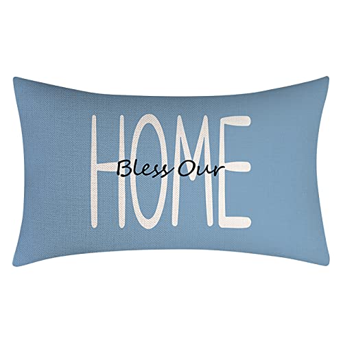 Throw Pillow Covers 18x18 Set of 4 Farmhouse Pillow Covers Dark Blue Cushion Cases Decorative Pillowcases for Sofa Couch Living Room Outdoor Home Decor
