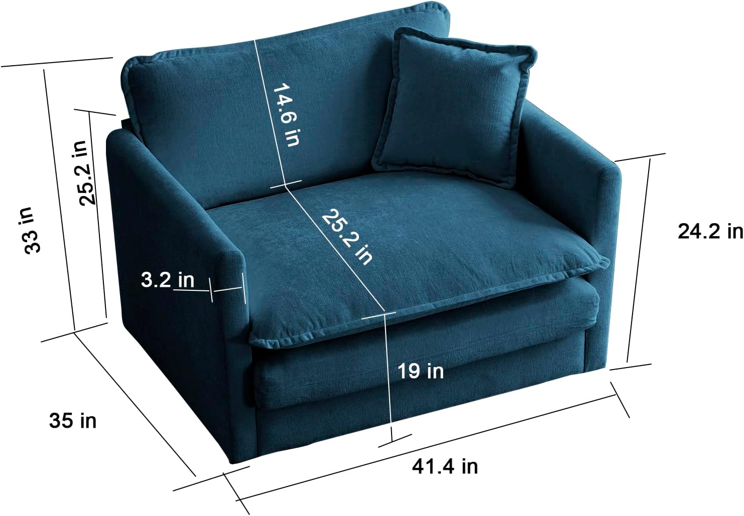 Modern Chenille Upholstered Oversized Chairs for Living Room, Minimalist Comfy Deep Seat Armchair with Removable Cushion Backrest, Singel Sofa Sofachair Furniture for Apartment,Office