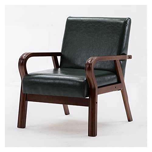 Leather Accent Chair Modern Mid Century Wide Armchair Upholstered Side Chair Rustic Comfy Lounge Chair with Wood Frame for Living Room Bedroom Home Office (Color : Pink)