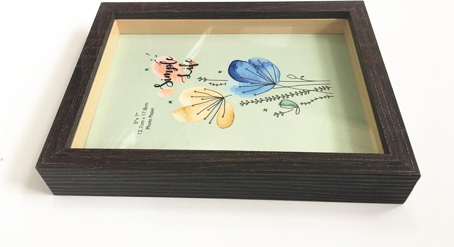 5x7-inch Shadow Box Frame - Display Case - (Easy to Change Photos) with Glass Front,for Desktop and Wall Hanging Display Collectibles,Plant Specimen and Photos (Dark Brown)