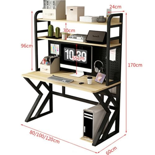 Computer Desk with Storage Shelves & Pegboard, Home Office Desk Multi-Functional Gaming Desk Large Study Writing Workstation Table(100x60x170cm, White)
