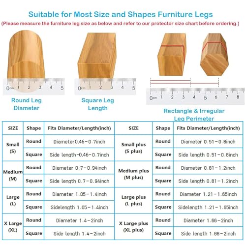 16 Pack Chair Leg Floor Protectors for Hardwood Floors, Rubber Furniture Sliders, 360°Felt Pad Bottom Wrapped Thickening Silicone Furniture Legs Caps Covers (L(L:1.3-1.7