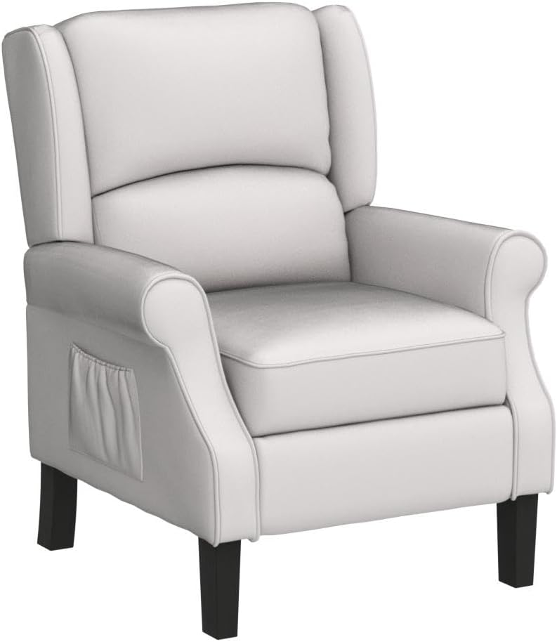 Amazon Brand- Set of 2 Wingback Recliner Chair with Massage and Heat- Accent Chair Push Back Chair for Living Room Bedroom(Beige)