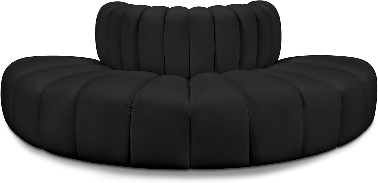 Meridian Furniture Arc Collection Modern | Contemporary Sofa with Soft Vegan Leather, Deep Channel Tufting, Modular, 90