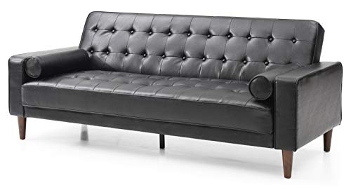 Glory Furniture Andrews Faux Leather Sleeper Sofa in Black